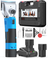 Cordless Horse Clippers with 2 Batteries, Heavy Duty Horse Grooming Clippers for