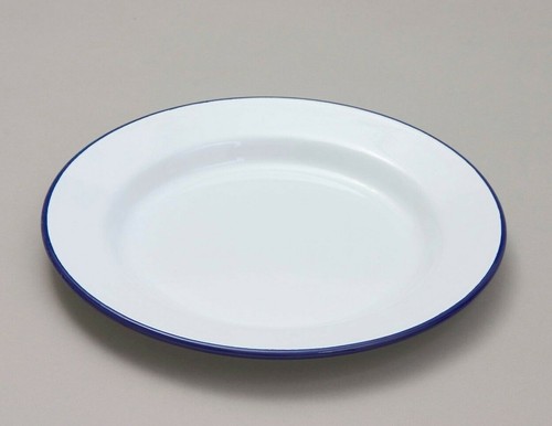 Dinner plate white enamel pie - white,