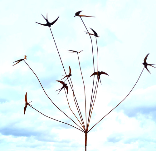Ten swallows metal garden - metal,
