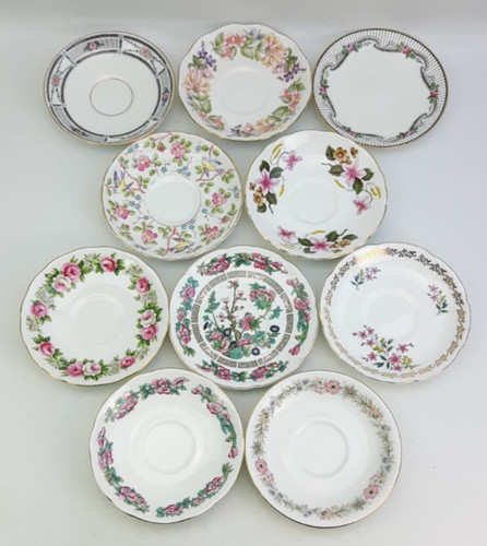 10x bone china floral pink - bone,