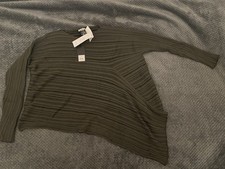 Asymmetrical Khaki Crea Concept Top Jumper BNWT UK16 18 20 Roomy Wool mix