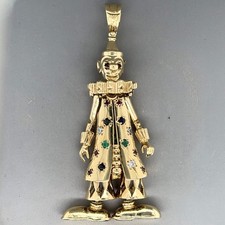 9ct Yellow Gold Large Cubic Zirconia Clown Pendant
