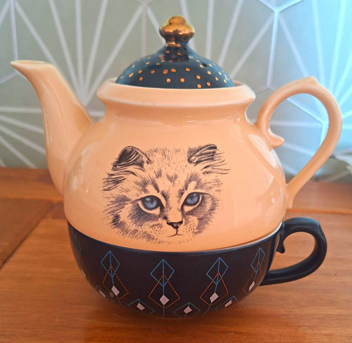 Ceramic cat pattern tea for - pattern,