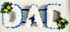 DAD Artificial Silk Funeral Tribute Any 3 Letter Name Flower Wreath MUM SON NAN