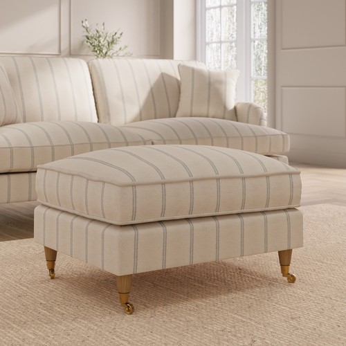 Cream chenille blue striped - cream,