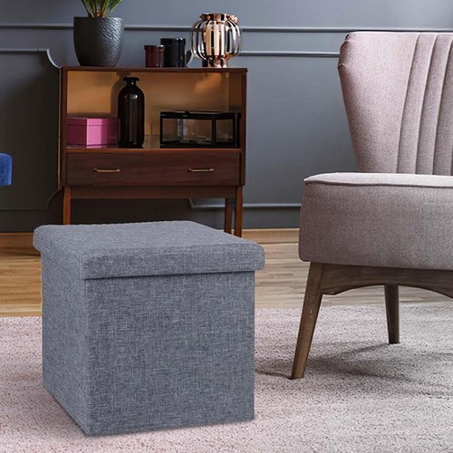 Grey folding storage ottoman - grey,