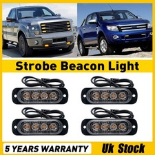 4x 4 LED Amber Recovery Strobe Flashing Grille Light Lightbar Truck Beacon Lamp