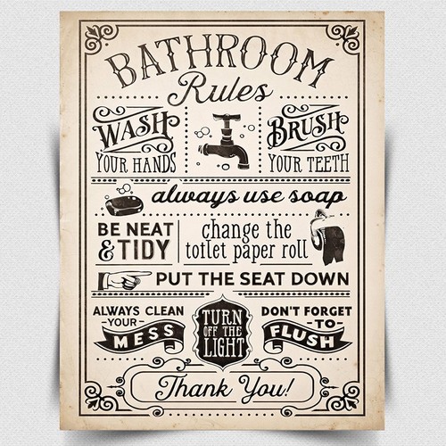 Bathroom rules metal wall - metal,