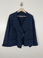 Oska Jacket Size 3 UK 14 16 Navy Boiled Wool Coat Moessmer Boxy Lagen Oversized
