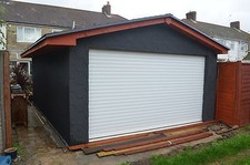 White Single Aluminium Insulated Roller Garage door made in UK