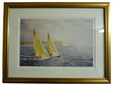 'The Race is on off the Needles' Framed Signed Print by Robin Davidson