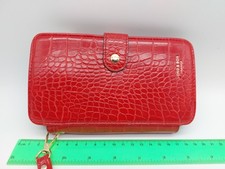 Long &son Red Faux Leather Purse Wallet Mobile Phone Bag Wrist Hadle 10x18x2 cm