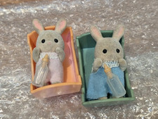 Vintage Sylvanian Families Figures Dolls Butterglove Rabbit Babies Baby Twins