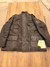 Mens Barbour Cowan Commando Leather Jacket. Brown. XL. New With Tags