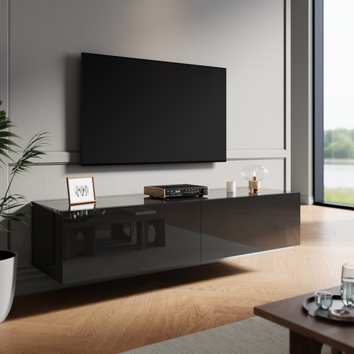 Black high gloss wall floating - gloss,