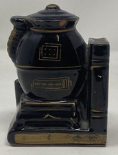Vintage Ceramic black gold Hand painted Pot belly stove Japan