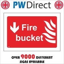 SIGN FIRE BUCKET DOWN LEFT ARROW FI451 LOCATION SAND DOUSE FLAMMABLE LIQUID