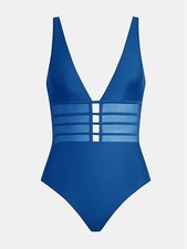 Womens Swimsuit Swimming Costume Size 12 No Wires Padded Deep V Cutout Sexy