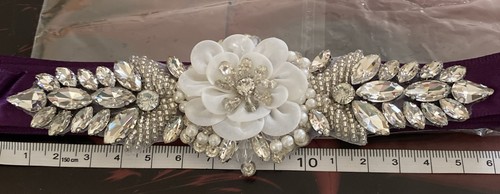 Purple satin ribbon crystals - ribbon,