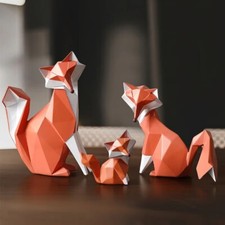 Fox Figurine Statue Geometric