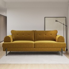 Mustard Velvet 3 Seater Sofa -