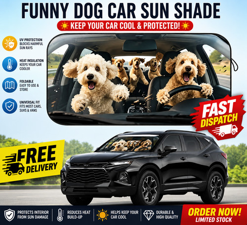 Puppy car windshield sun shade - car,