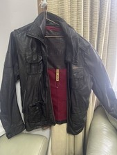 Superdry Men’s Brad Leather Biker Jacket Black Size Large