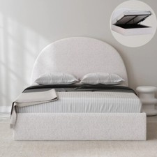 IVORY WHITE BOUCLE OTTOMAN