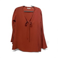 Marella Max Mara Silk Blouse Shirt Size 12 Rust Colour Designer Elegant Luxury