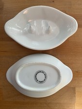 Set of 2- White Baked Potato/Apple Oblong Ceramic Dishes W/ 2 Spikes -Bandwagon