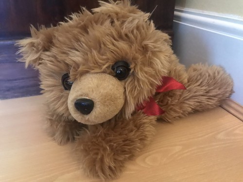Pms brown bear red ribbon - red, soft