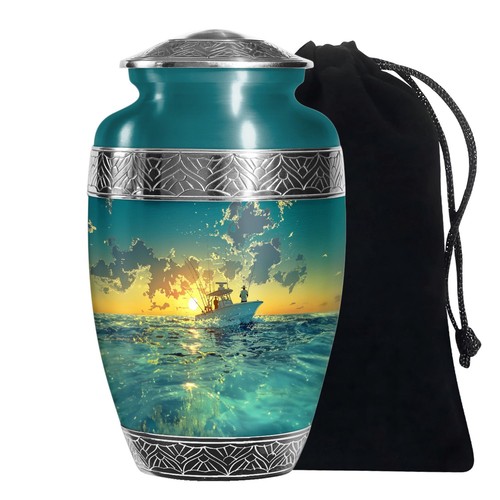 Fishing boat large funeral urn - fishing,