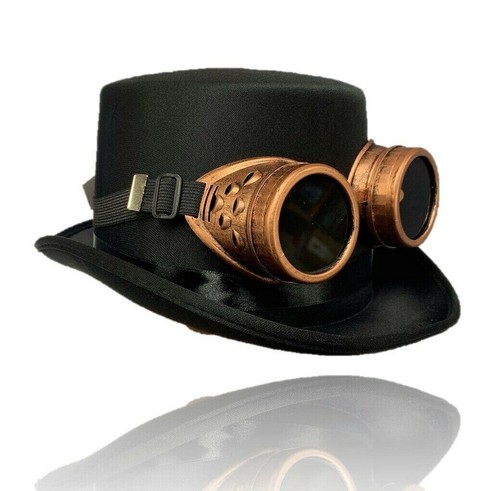 Steampunk black top hat - black,