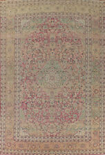 Vintage Pink Floral Mashaad Large Rug 10x14 Wool Hand-knotted Living Room Rug