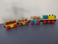 Bigjigs Rail Wooden Fruit and Veg Train Engine Locomotive Carriage Railway