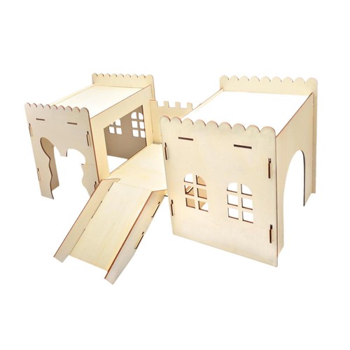 Wooden bunny hideout castle - wooden,