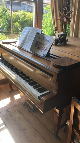 Brown grand piano with - grand, 85