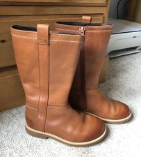 CLARKS GIRLS TAN BROWN LEATHER BOOTS SIZE 10 G (28) BARELY WORN £35! TILDY GRACE