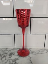 Red Tall Stem Glass Votive Tealight Candle Holder
