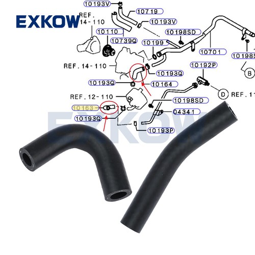 Eng oil cooler water - 2x, hose