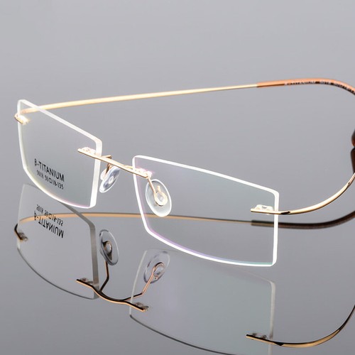 Rimless metal square myopia - metal,