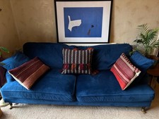 Blue velvet Dunelm sofa - 3/4 seater