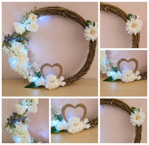 Rustic white floral - white, grapevine