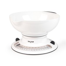 Salter Mechanical Kitchen Scale with Weighing Bowl Compact Storage Aquaweigh