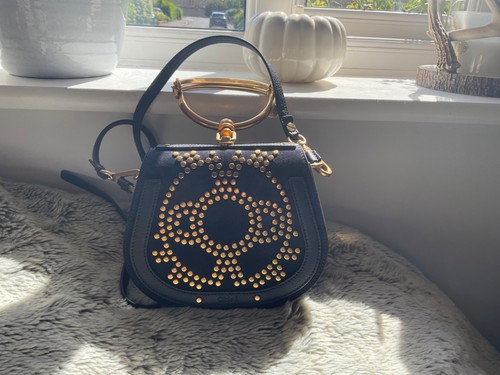 Chloe navy studded small - , nile