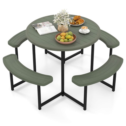 Round picnic table bench - round,