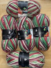 5 Skeins Of Hobbii Christmas Sock Wool Yarn New Color 04