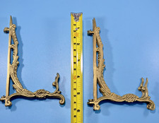 VTG Folding Brass Ornate Display Easels –Plate or Photo Holders 5” Rococo Style