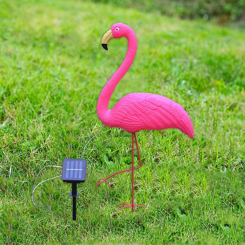 Solar flamingo garden statue - solar,