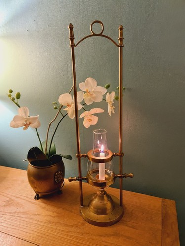 Antique brass candle lamp - antique,